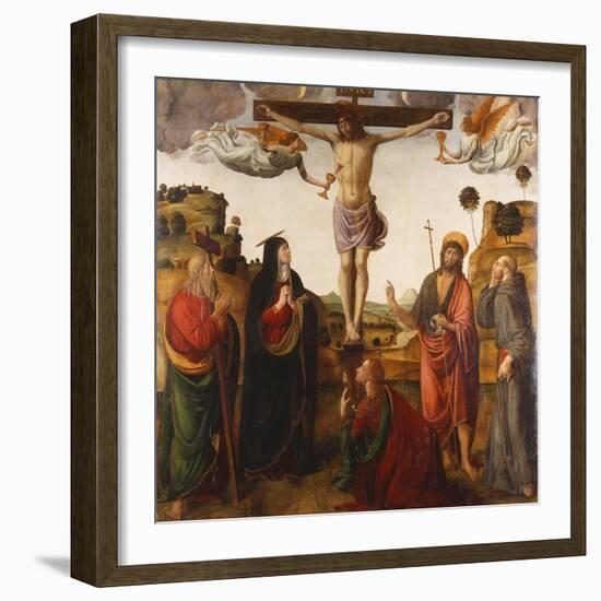 The Crucifixion with the Madonna, Saints John the Baptist, Mary Magdalen, Andrew and Francis, 1503-Cosimo Rosselli-Framed Giclee Print