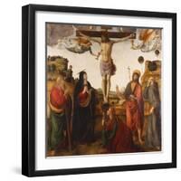 The Crucifixion with the Madonna, Saints John the Baptist, Mary Magdalen, Andrew and Francis, 1503-Cosimo Rosselli-Framed Giclee Print