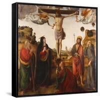 The Crucifixion with the Madonna, Saints John the Baptist, Mary Magdalen, Andrew and Francis-Cosimo Rosselli-Framed Stretched Canvas