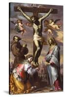 The Crucifixion with the Virgin and Saints Francis and Agatha, Mid of 17th C-Bernardino Mei-Stretched Canvas