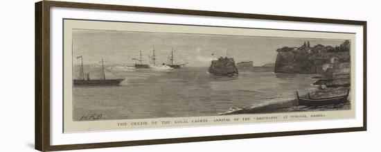 The Cruise of the Royal Cadets, Arrival of the Bacchante at Funchal, Madeira-null-Framed Premium Giclee Print