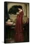 The Crystal Ball-John William Waterhouse-Framed Stretched Canvas