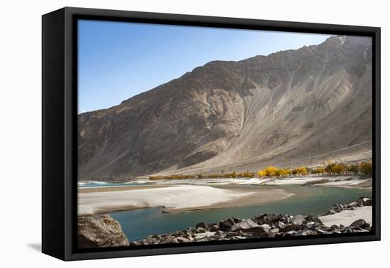 The crystal clear Shyok River in the Khapalu valley near Skardu, Gilgit-Baltistan, Pakistan, Asia-Alex Treadway-Framed Stretched Canvas