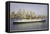 The Cunard Liner Queen Mary Sails Out of New York-null-Framed Stretched Canvas