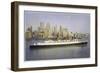 The Cunard Liner Queen Mary Sails Out of New York-null-Framed Art Print