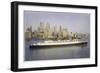 The Cunard Liner Queen Mary Sails Out of New York-null-Framed Art Print