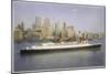 The Cunard Liner Queen Mary Sails Out of New York-null-Mounted Art Print