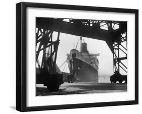 The Cunard White Star Liner the "Queen Mary" Docked at Southampton England-Fred Musto-Framed Photographic Print