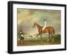 The Cur Chestnut Racehorse with Jockey Up on Newmarket Heath-John E. Ferneley-Framed Giclee Print