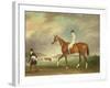 The Cur Chestnut Racehorse with Jockey Up on Newmarket Heath-John E. Ferneley-Framed Giclee Print