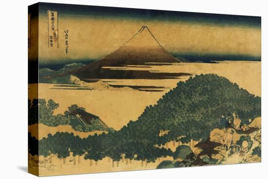 The Cushion Pine at Aoyama with Mount Fuji in the Distance, Japanese Wood-Cut Print-Lantern Press-Stretched Canvas