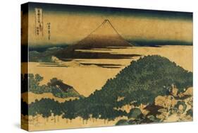 The Cushion Pine at Aoyama with Mount Fuji in the Distance, Japanese Wood-Cut Print-Lantern Press-Stretched Canvas