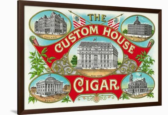 The Custom House Cigar Brand Cigar Box Label-Lantern Press-Framed Art Print