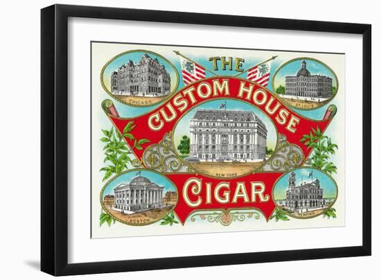 The Custom House Cigar Brand Cigar Box Label-Lantern Press-Framed Art Print