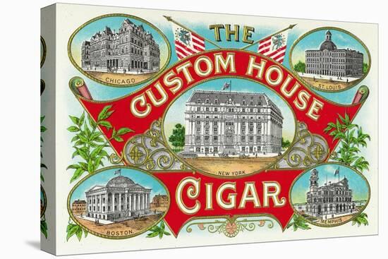 The Custom House Cigar Brand Cigar Box Label-Lantern Press-Stretched Canvas