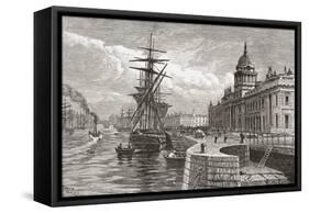 The Custom House, Dublin, Ireland in the 19th Century. from Cities of the World, Published C.1893-null-Framed Stretched Canvas