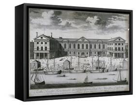 The Custom House from the River Thames, as it Was in 1714, 1715-John Harris-Framed Stretched Canvas