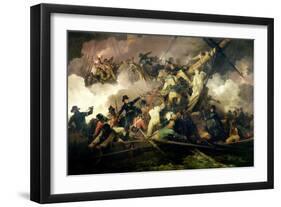The Cutting-Out of the French Corvette, 'La Chevrette', 21st July 1801-Philip James De Loutherbourg-Framed Giclee Print
