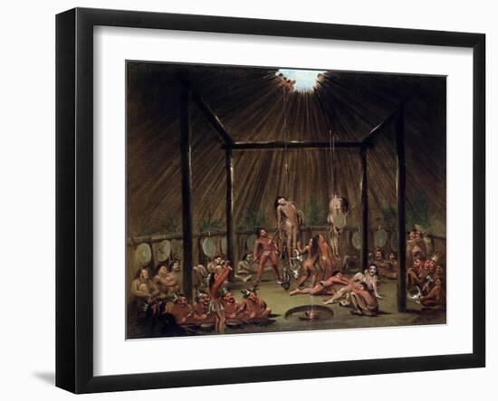 The Cutting Scene, Mandan O-Kee-Pa Ceremony by George Catlin-George Catlin-Framed Giclee Print