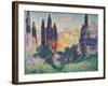 The Cypresses at Cagnes, 1908-Henri Edmond Cross-Framed Giclee Print