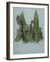 The Cypresses at the Villa D'Este, Tivoli (W/C and Gouache with Graphite on Paper)-Samuel Palmer-Framed Giclee Print