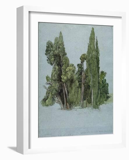 The Cypresses at the Villa D'Este, Tivoli (W/C and Gouache with Graphite on Paper)-Samuel Palmer-Framed Giclee Print