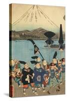 The Daimyo's Entourage before Mount Fuji, 1858-Utagawa Yoshitora-Stretched Canvas