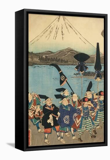 The Daimyo's Entourage before Mount Fuji, 1858-Utagawa Yoshitora-Framed Stretched Canvas