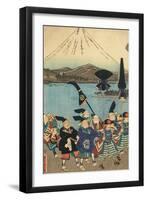 The Daimyo's Entourage before Mount Fuji, 1858-Utagawa Yoshitora-Framed Giclee Print