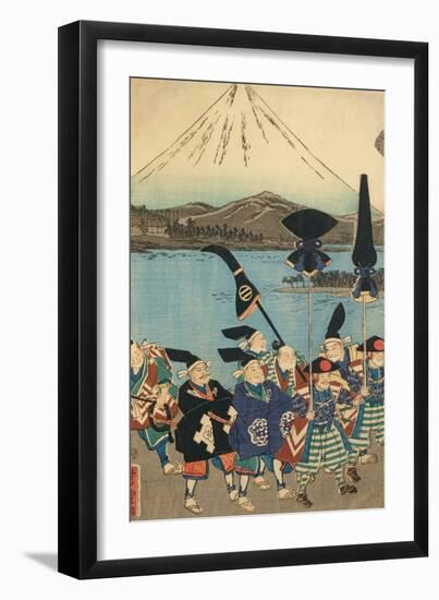 The Daimyo's Entourage before Mount Fuji, 1858-Utagawa Yoshitora-Framed Giclee Print