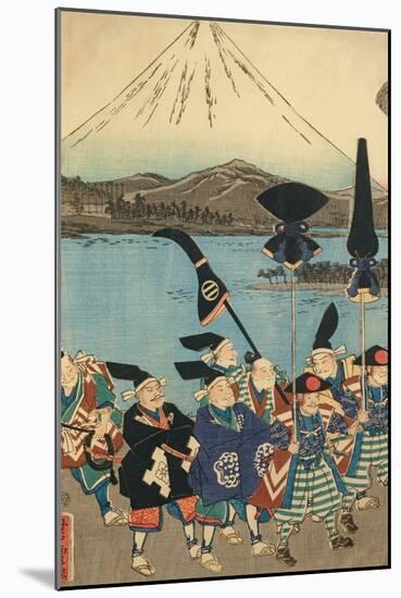 The Daimyo's Entourage before Mount Fuji, 1858-Utagawa Yoshitora-Mounted Giclee Print