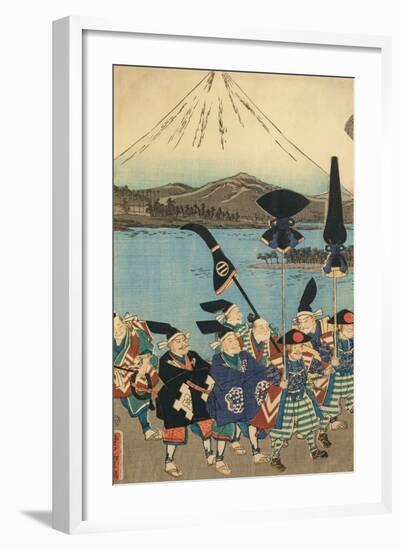 The Daimyo's Entourage before Mount Fuji, 1858-Utagawa Yoshitora-Framed Giclee Print