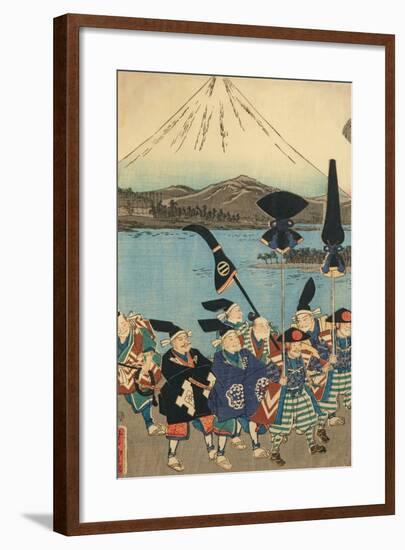 The Daimyo's Entourage before Mount Fuji, 1858-Utagawa Yoshitora-Framed Giclee Print