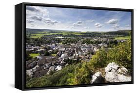 The Dales Market Town of Settle from Castlebergh Crag North Yorkshire, Yorkshire, England-Mark Sunderland-Framed Stretched Canvas