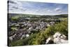 The Dales Market Town of Settle from Castlebergh Crag North Yorkshire, Yorkshire, England-Mark Sunderland-Stretched Canvas