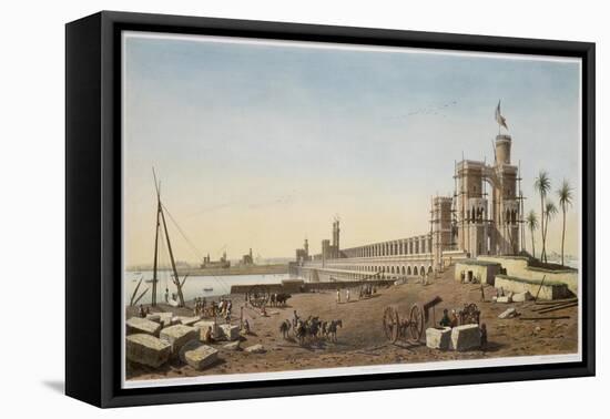 The dam across the Nile, the building of the Aswan Dam, Egypt, 1853-Philippe Benoist-Framed Stretched Canvas