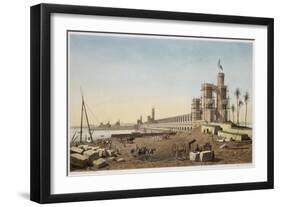 The dam across the Nile, the building of the Aswan Dam, Egypt, 1853-Philippe Benoist-Framed Giclee Print