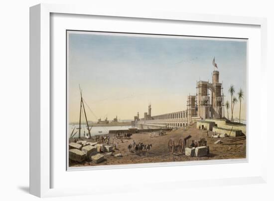 The dam across the Nile, the building of the Aswan Dam, Egypt, 1853-Philippe Benoist-Framed Giclee Print