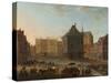 The Dam in Amsterdam with the New Town Hall under Construction, 1652-89 (Oil on Canvas)-Jacob van der Ulft-Stretched Canvas