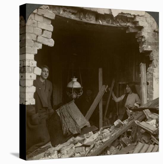 The Damage Done by a German Zeppelin Bomb, World War I, 1914-1918-null-Stretched Canvas