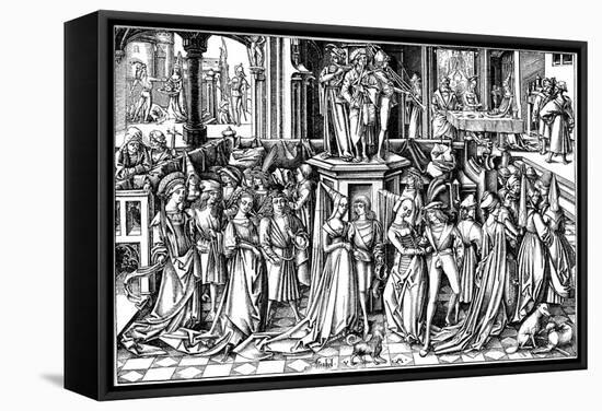 The Dance at the Court of Herod, C. 1500-Israhel van Meckenem the younger-Framed Stretched Canvas