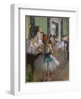 The dance class (detail). Begins in 1873, ends in 1875-1876. Oil on canvas.-Edgar Degas-Framed Giclee Print