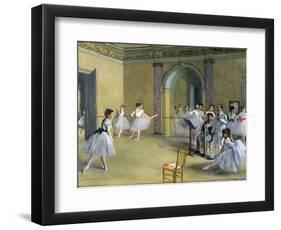 The Dance Foyer at the Opera on the Rue Le Peletier, 1872-Edgar Degas-Framed Premium Giclee Print