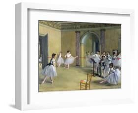 The Dance Foyer at the Opera on the Rue Le Peletier, 1872-Edgar Degas-Framed Premium Giclee Print