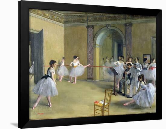 The Dance Foyer at the Opera on the Rue Le Peletier, 1872-Edgar Degas-Framed Premium Giclee Print