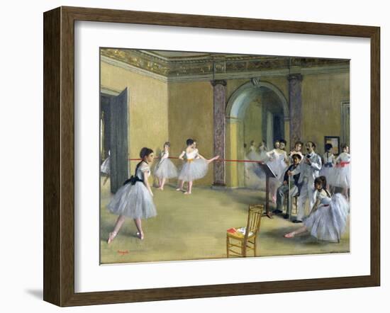 The Dance Foyer at the Opera on the Rue Le Peletier, 1872-Edgar Degas-Framed Giclee Print