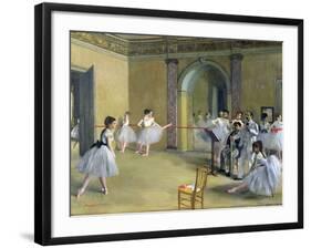 The Dance Foyer at the Opera on the Rue Le Peletier, 1872-Edgar Degas-Framed Giclee Print