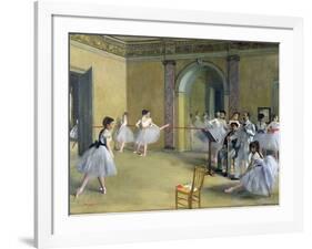 The Dance Foyer at the Opera on the Rue Le Peletier, 1872-Edgar Degas-Framed Giclee Print