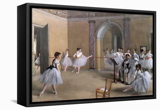 The Dance Foyer at the Opera on the Rue Le Peletier, 1872-Edgar Degas-Framed Stretched Canvas