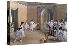 The Dance Foyer at the Opera on the Rue Le Peletier, 1872-Edgar Degas-Stretched Canvas